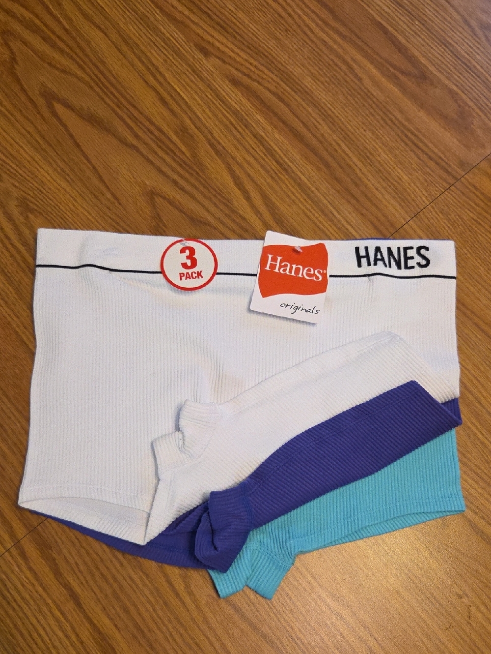 NWT "Hanes Originals" 3-Pack Ribbed Boyshort Panties Woman's Size XL or 2XL